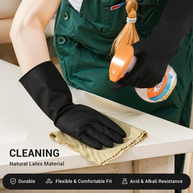 ThxToms 3 Pairs Dishwashing Gloves, Reusable Latex Cleaning Gloves for Housework Kitchen Bathroom, Durable Flexible & Anti-slip, Smooth Lining, Easy On & Off, Extra Large, Black - Image 5